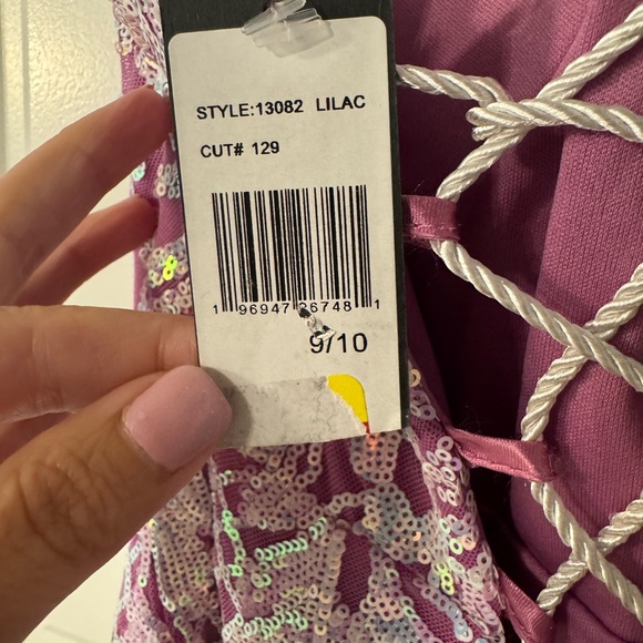 Jump Strapless Lilac Iridescent Sequins Patterned Dress - Picture 10 of 11